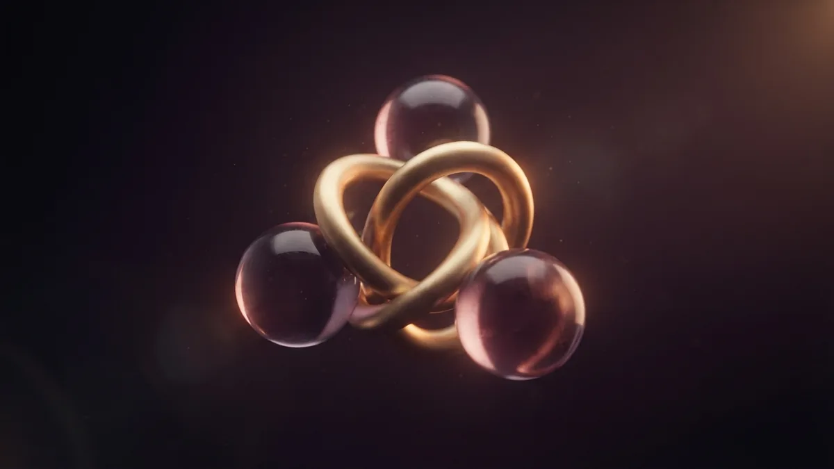 A connected consulting project Glass spheres linked by a gold ring to represent a consulting project with clear stages