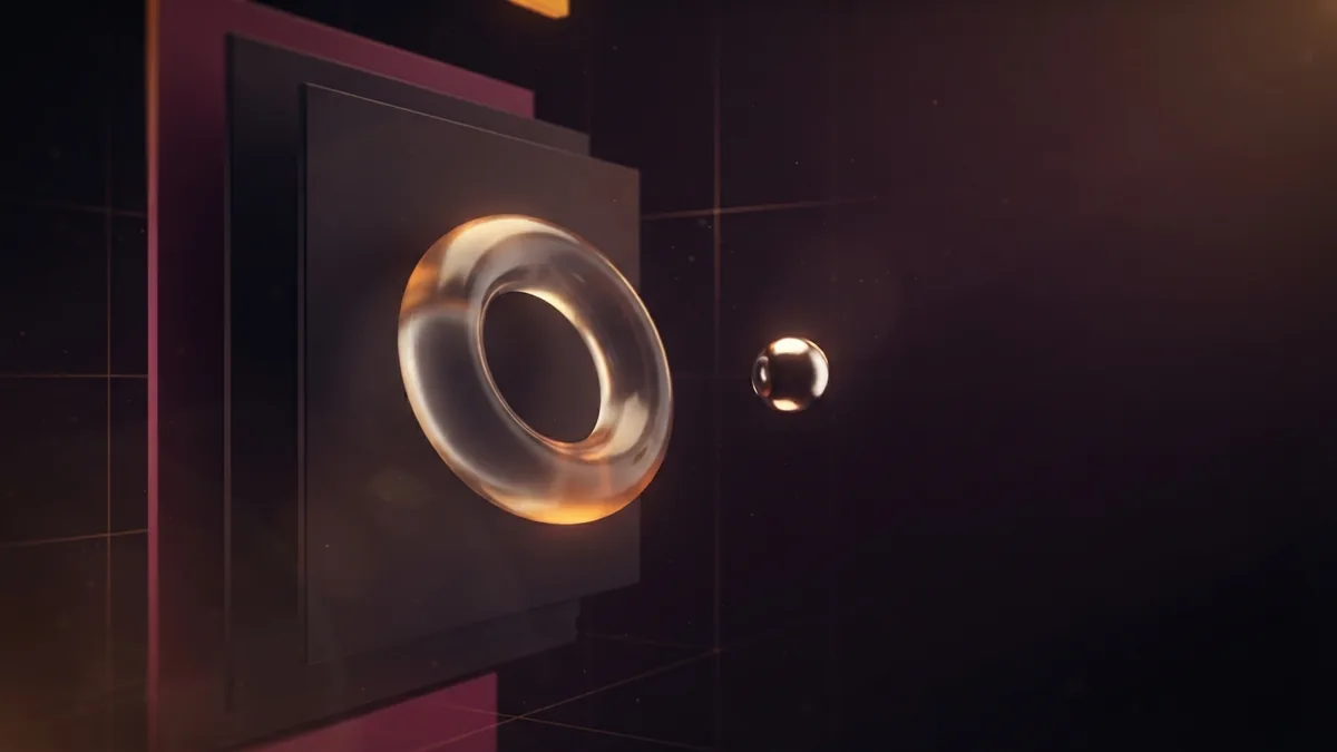 Balanced abstract glass and metal shapes evoke progress measures for company growth