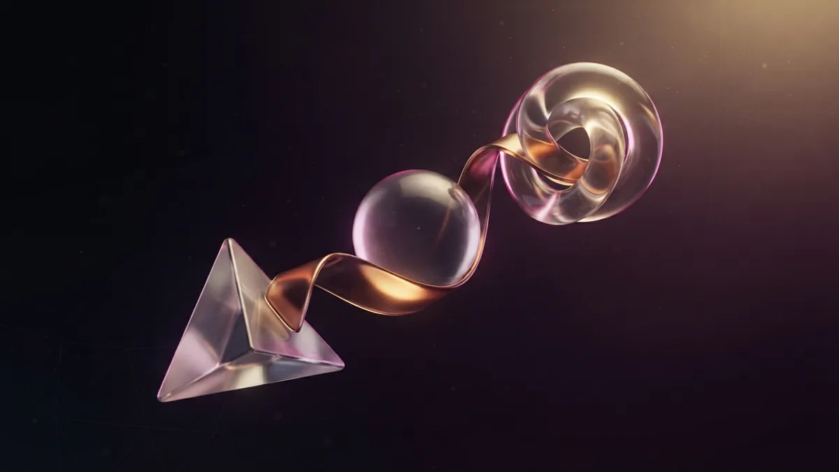 Three rising glass forms showing stages of business growth and expansion