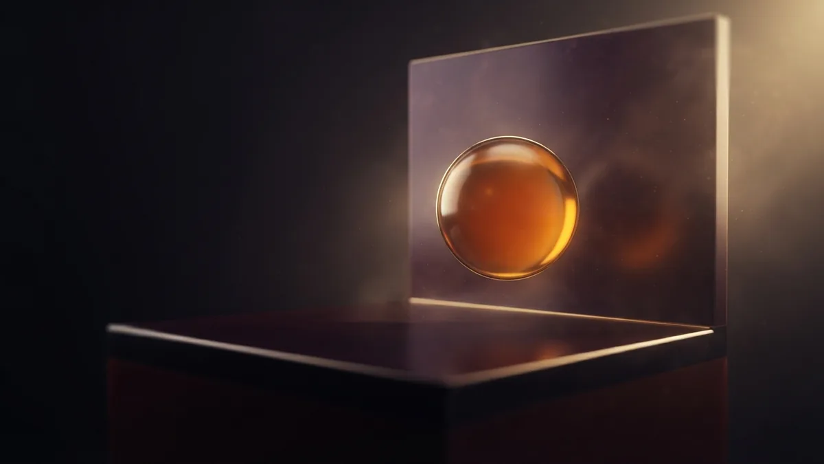 Amber glass sphere balanced over dark planes as a symbol of careful loan planning