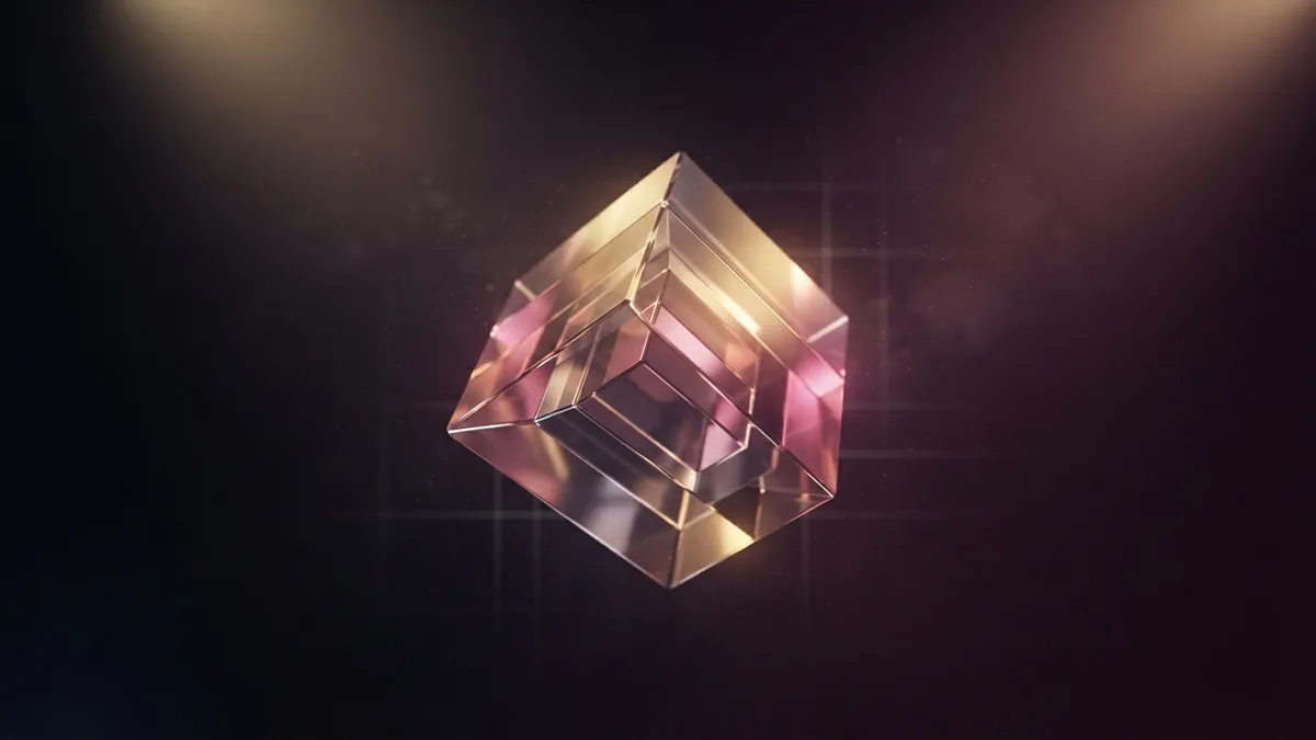 A visual for content formats Faceted glass prism representing varied formats used in content marketing
