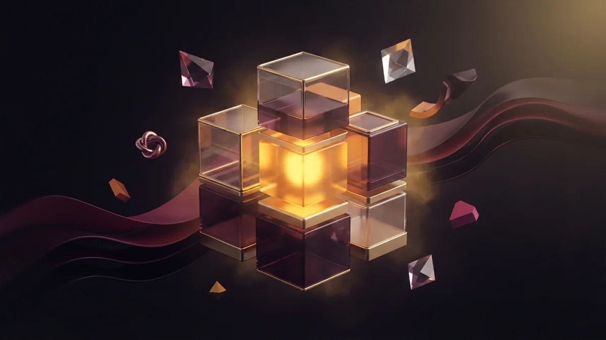 A visual for planning content Stacked glowing glass blocks suggesting the structure of a content marketing plan
