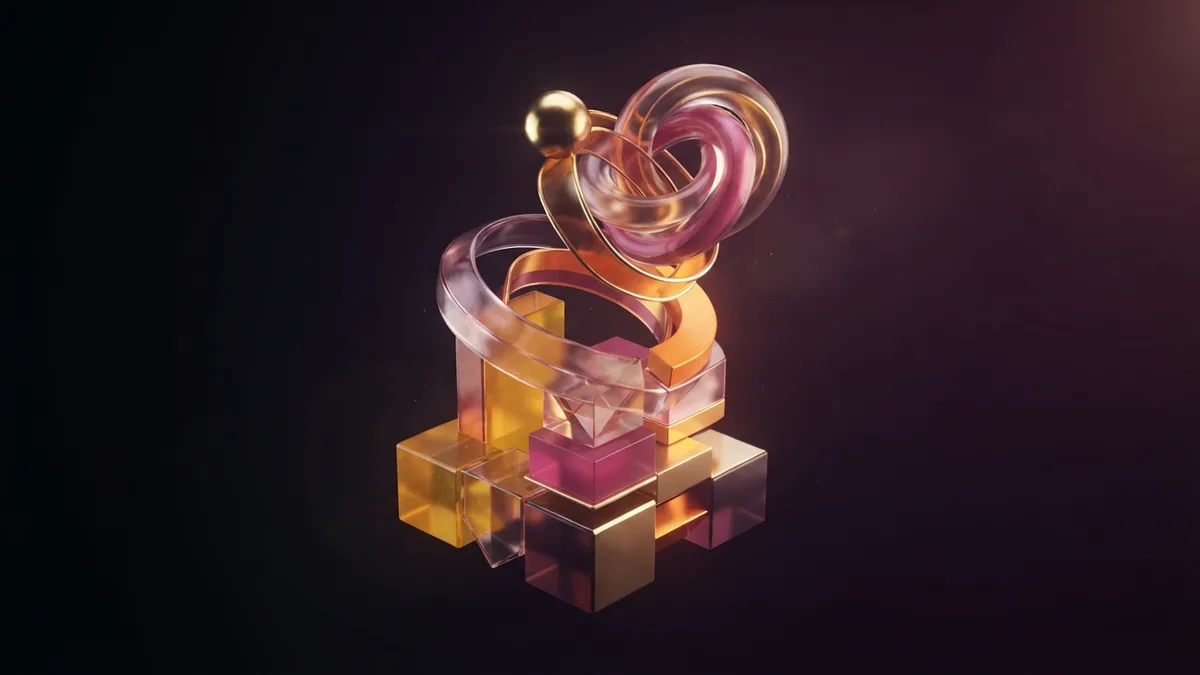 Interlocking glass rings and metal sphere representing useful content examples