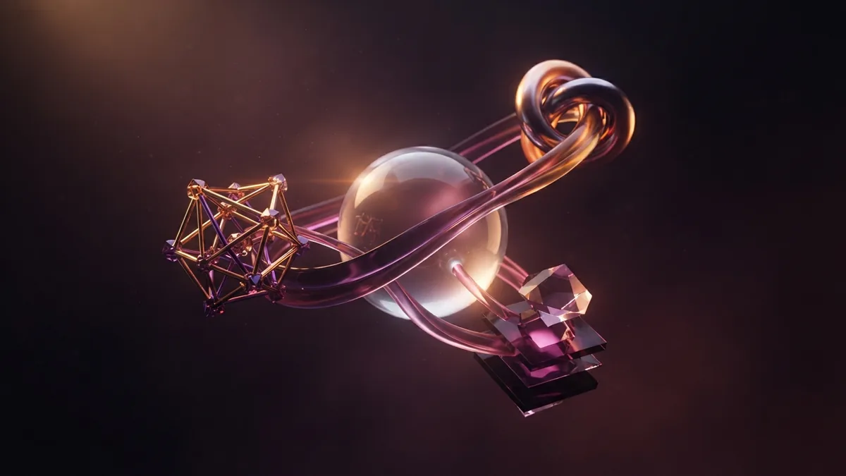 Abstract connected forms showing shared CRM work across sales marketing and service