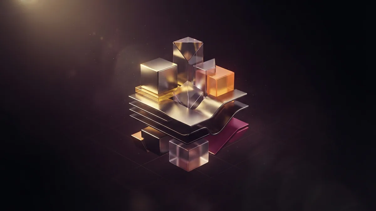 Planning the agency business Layered glass and metal forms reflecting the core parts of a recruitment business plan