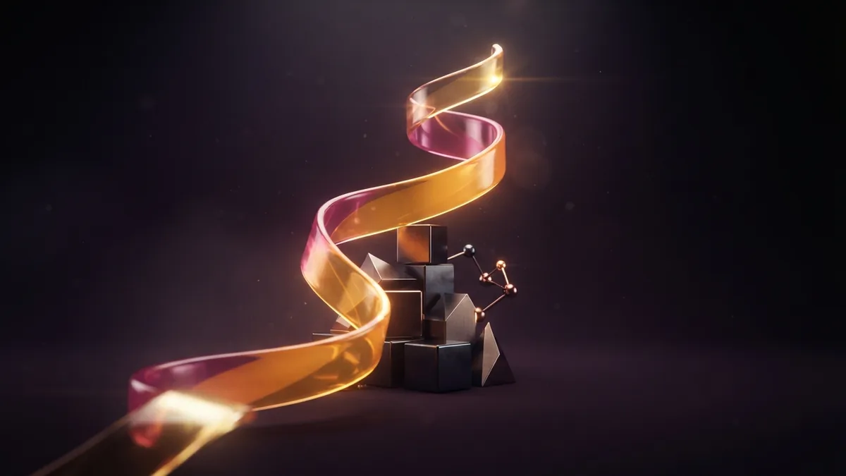 Glass ribbon rising past metal blocks, suggesting growth in an IT consulting career