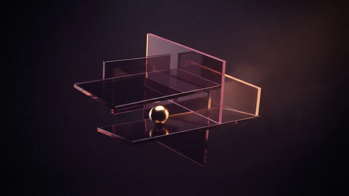Core elements of a personal brand Layered glass forms and a metal sphere suggest the values and strengths behind a personal brand