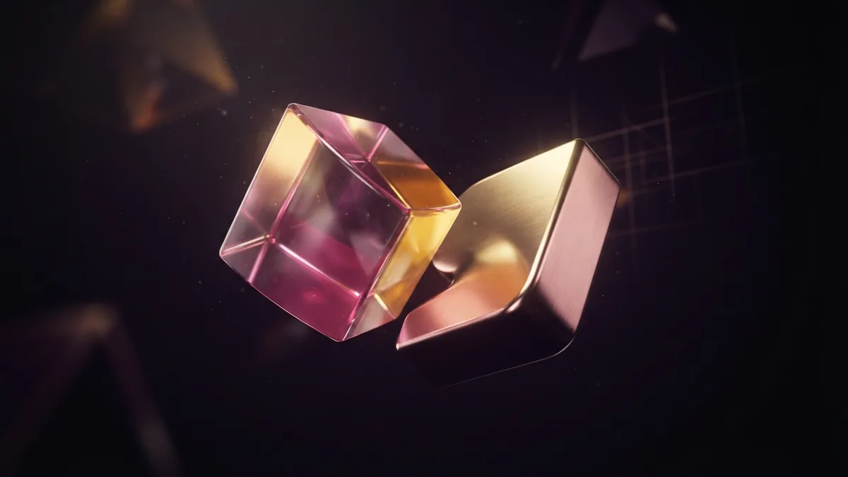 An off-balance glass prism beside a steady metal form suggests common personal branding pitfalls