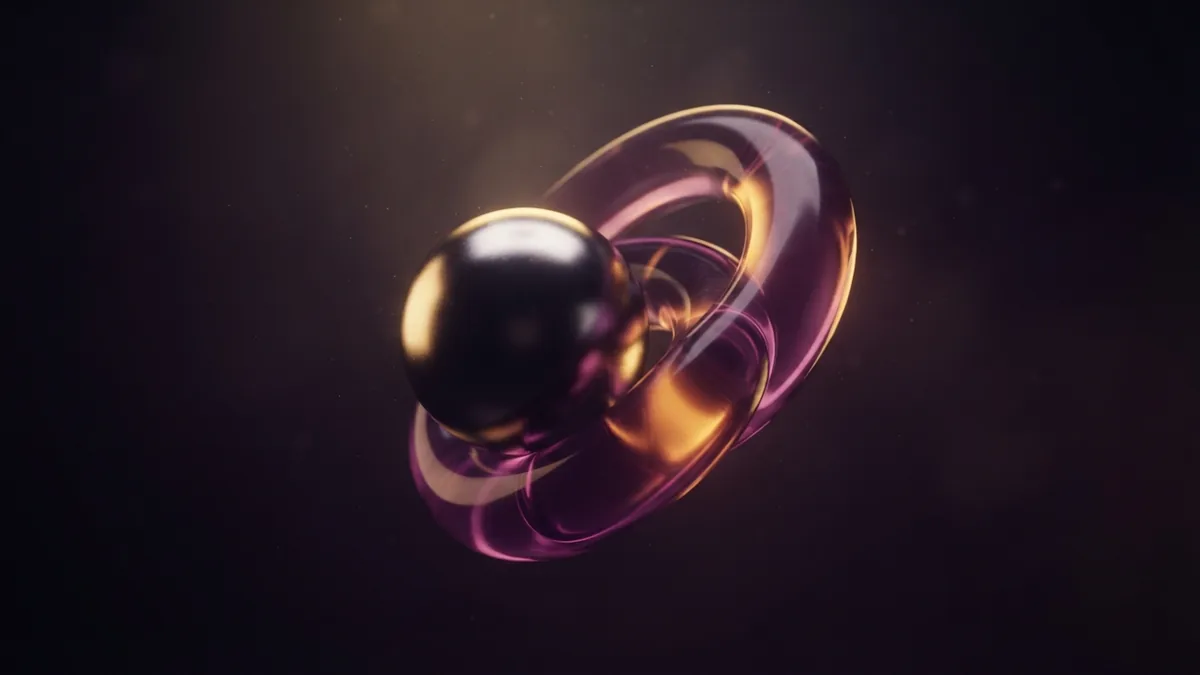 Glass and metal forms linked in a dark abstract scene about learning digital marketing