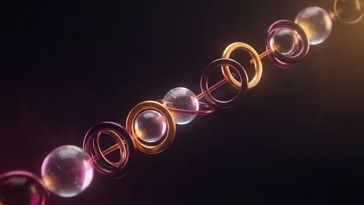 Linked glass spheres and metal rings show the connected stages of a talent acquisition plan